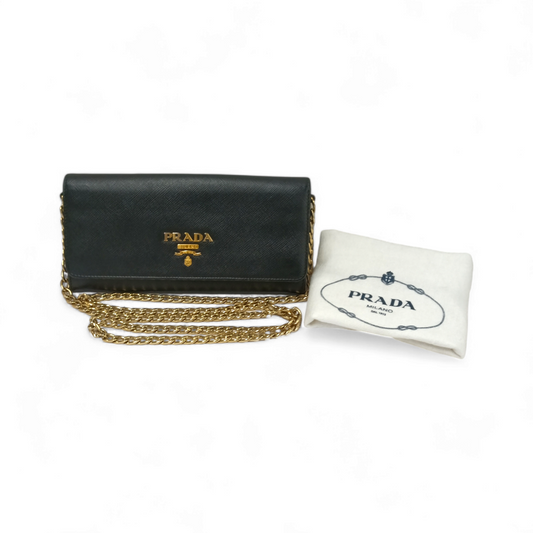 PRADA Wallet 1BP290 Black Scratch/Stain 62 B Rank B