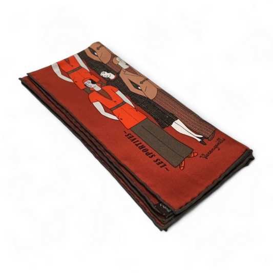 HERMES Scarf Red Carre 40 Rank AB
