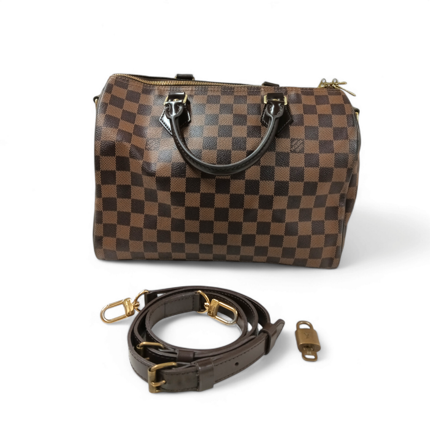 LOUIS VUITTON Boston Bag Damier N41367 MB2103 Speedy Bandouliere 30 **Stain** Brown Rank B