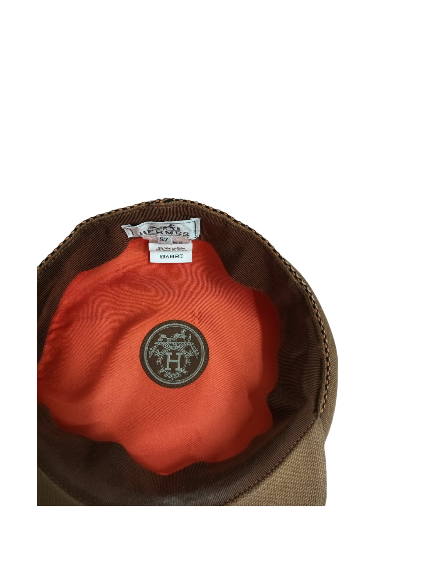 HERMES HAT BROWN&ORANGE SIZE57 RANK(A)