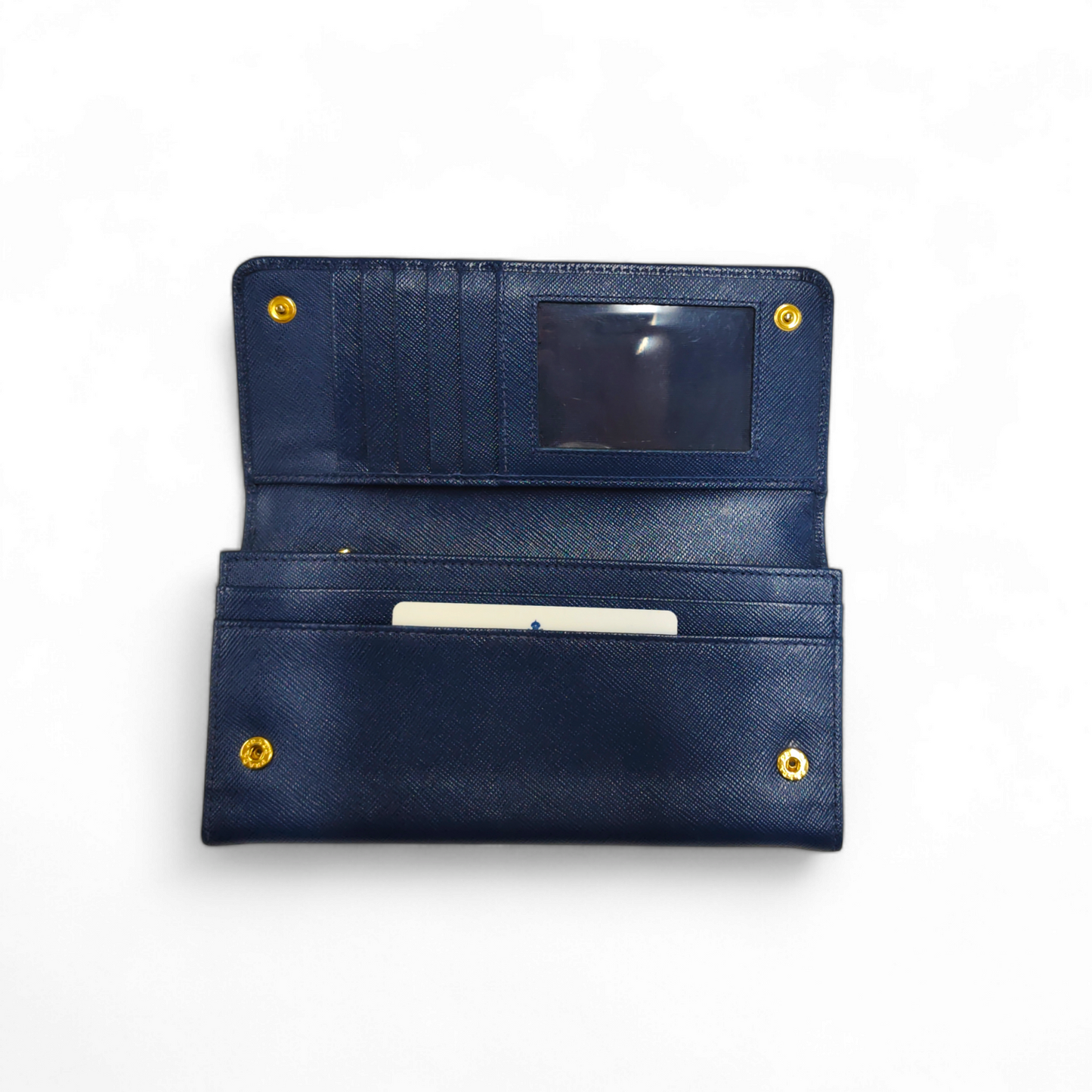 PRADA Long Wallet 1M1335 Navy Damage Rank B