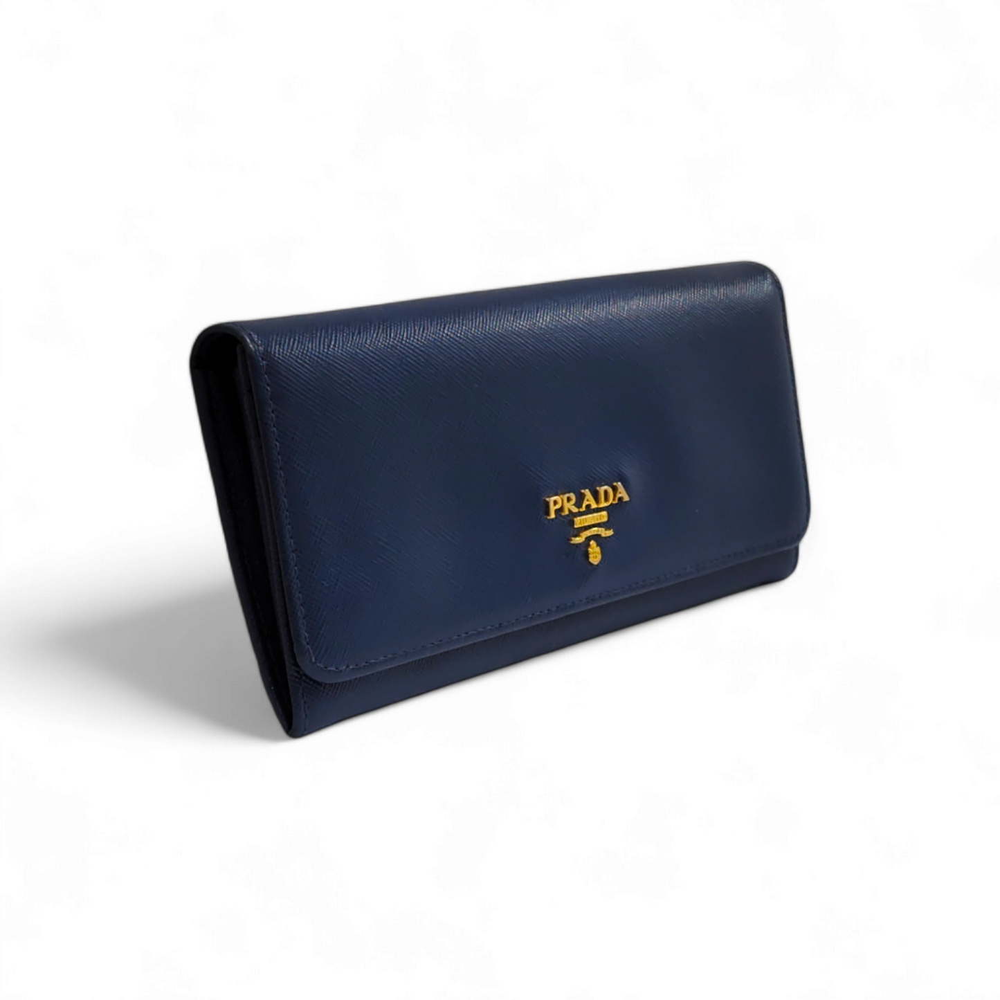 PRADA Long Wallet 1M1335 Navy Damage Rank B