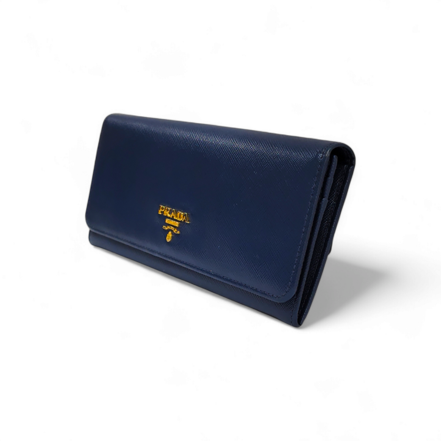 PRADA Long Wallet 1M1335 Navy Damage Rank B