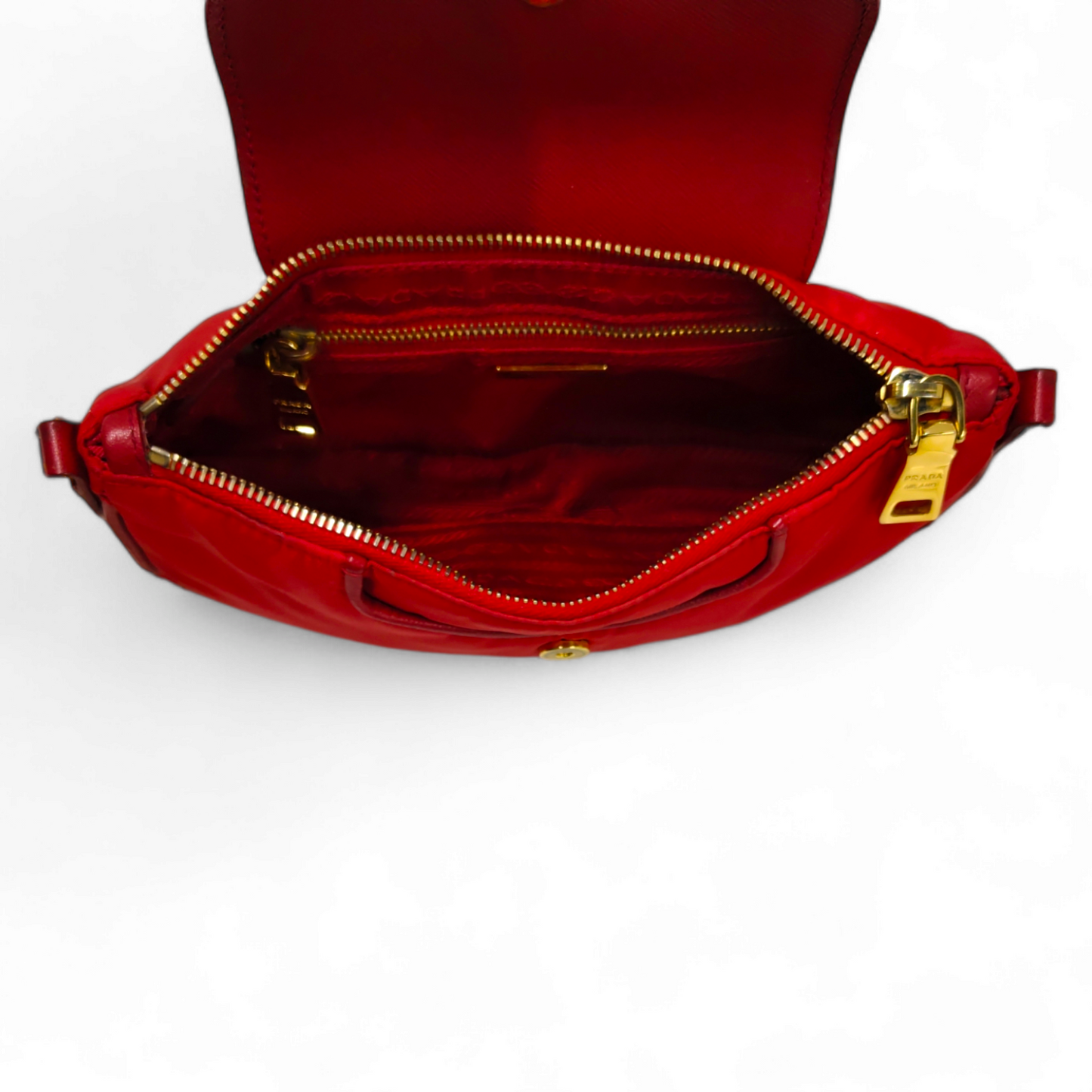 PRADA Shoulder Bag Tessuto BT0779 Red 58 Rank B