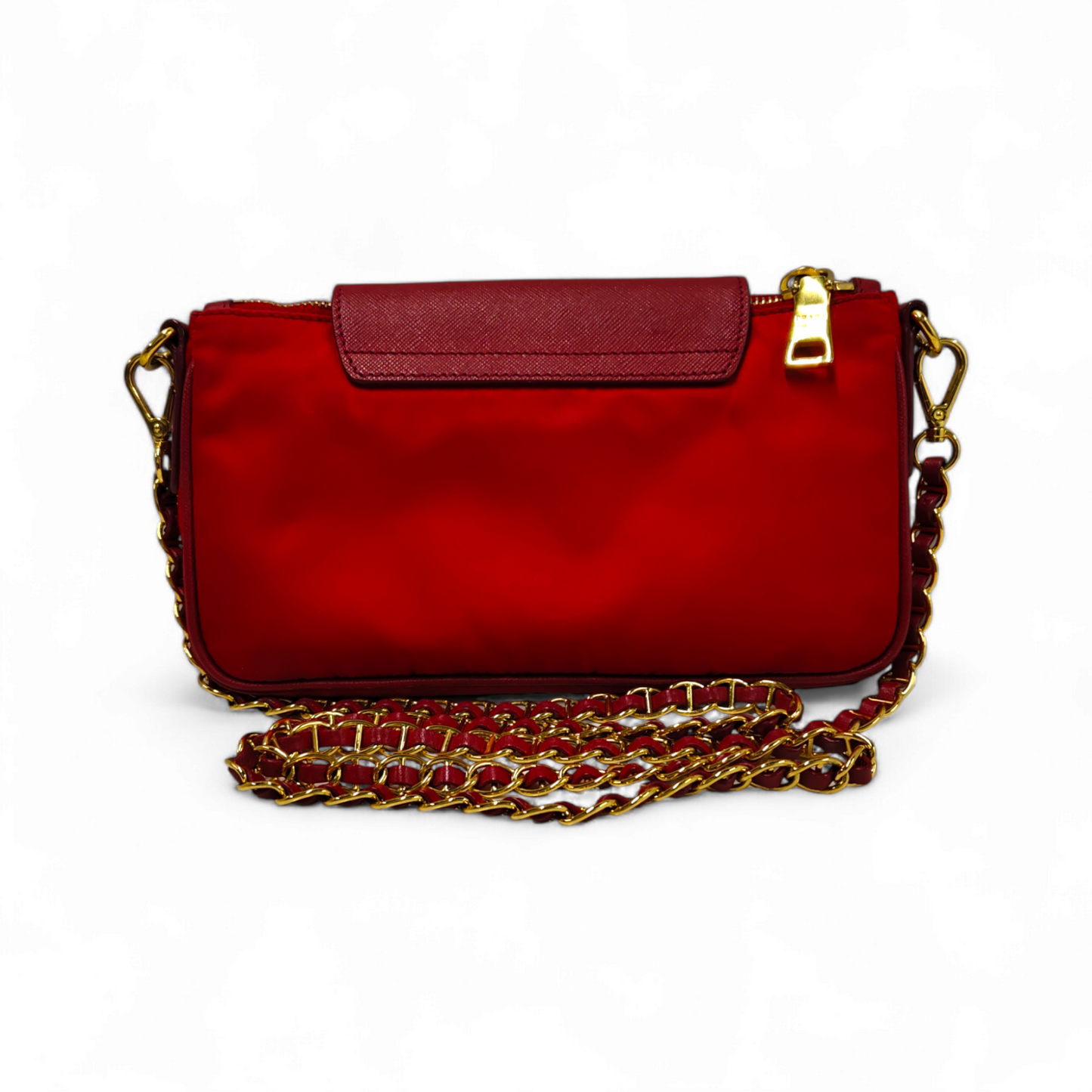 PRADA Shoulder Bag Tessuto BT0779 Red 58 Rank B