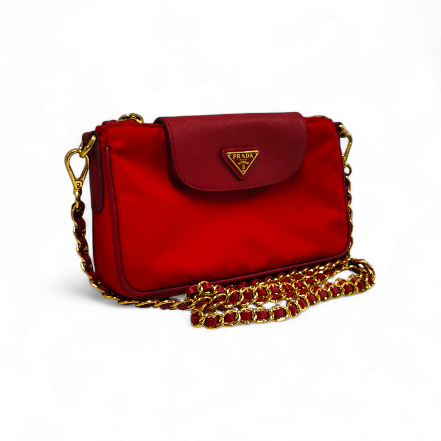 PRADA Shoulder Bag Tessuto BT0779 Red 58 Rank B