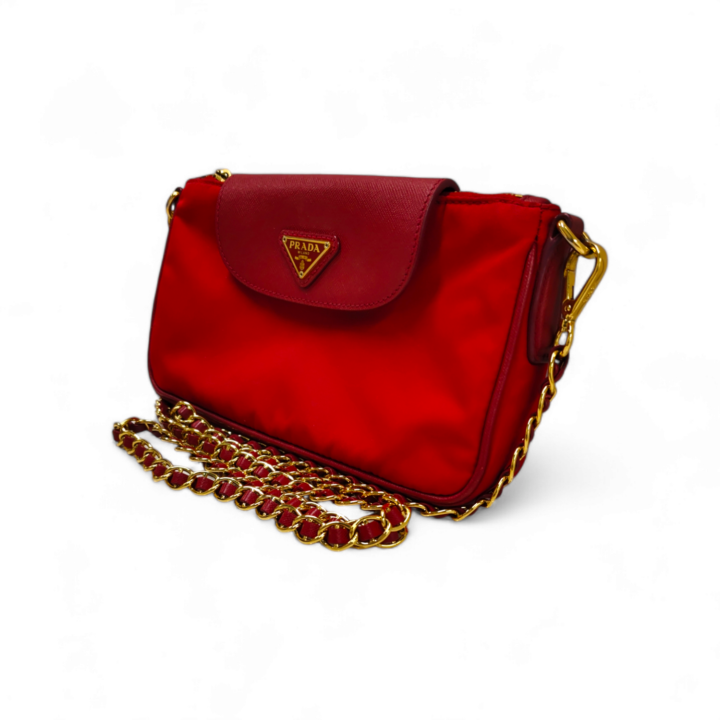 PRADA Shoulder Bag Tessuto BT0779 Red 58 Rank B