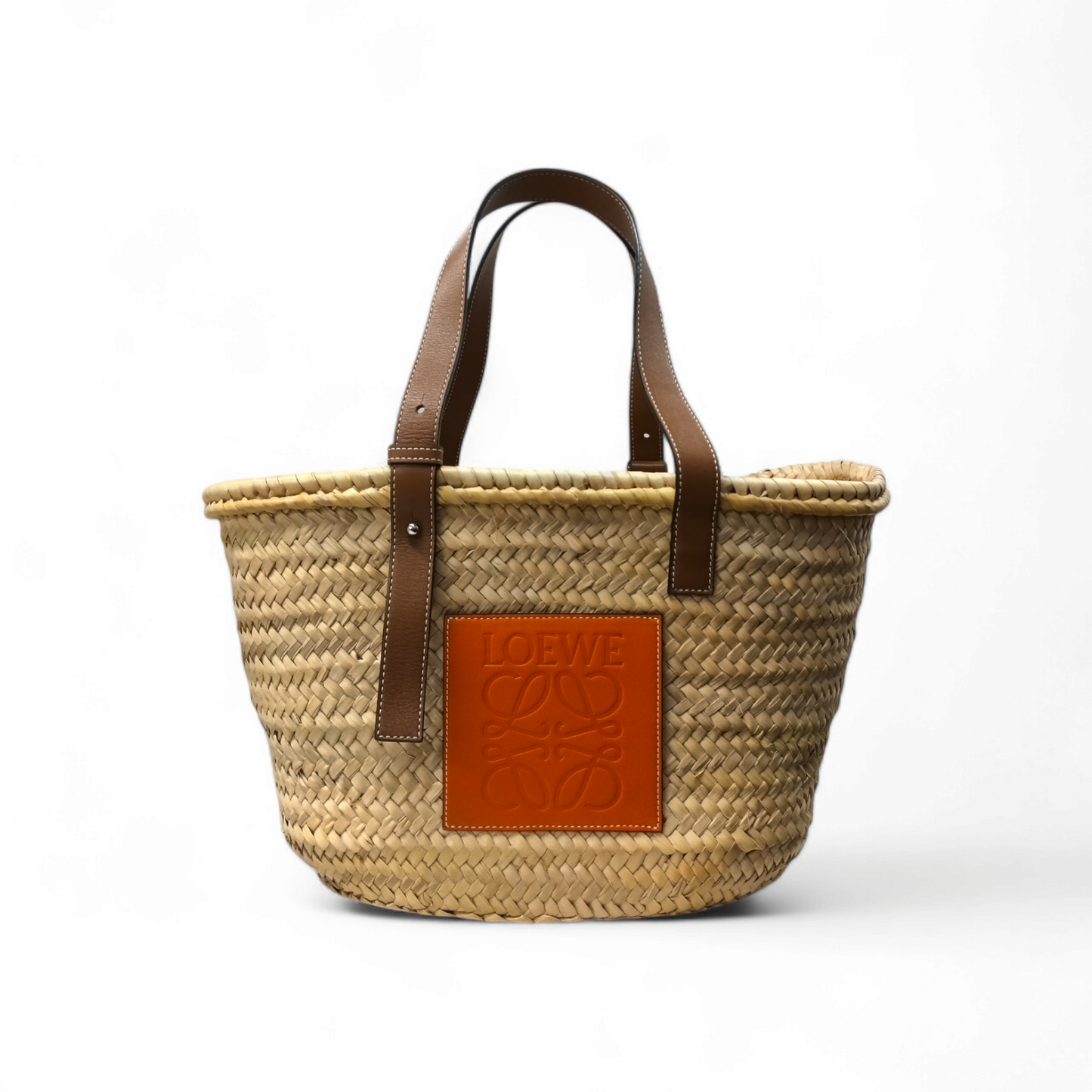 LOEWE Tote Bag BASKET L Beige/Orange Stain Rank B