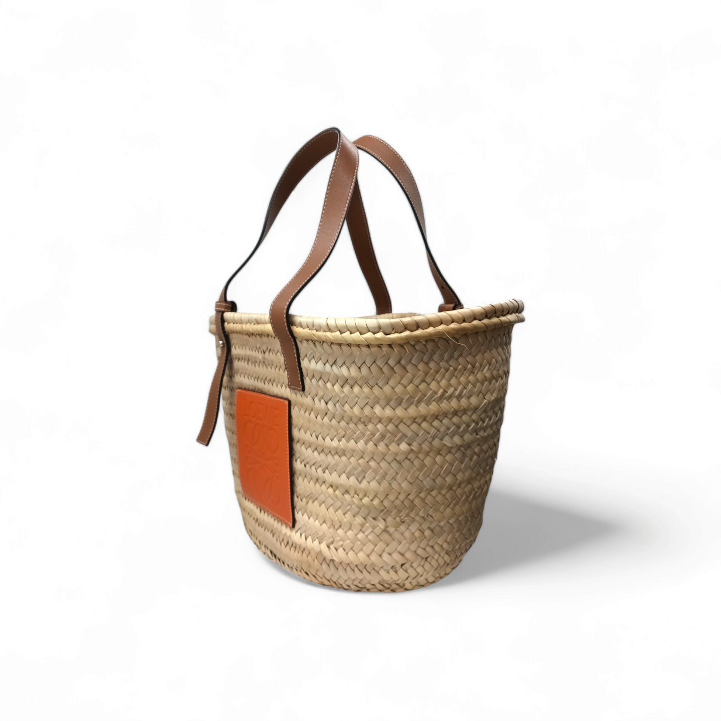 LOEWE Tote Bag BASKET L Beige/Orange Stain Rank B