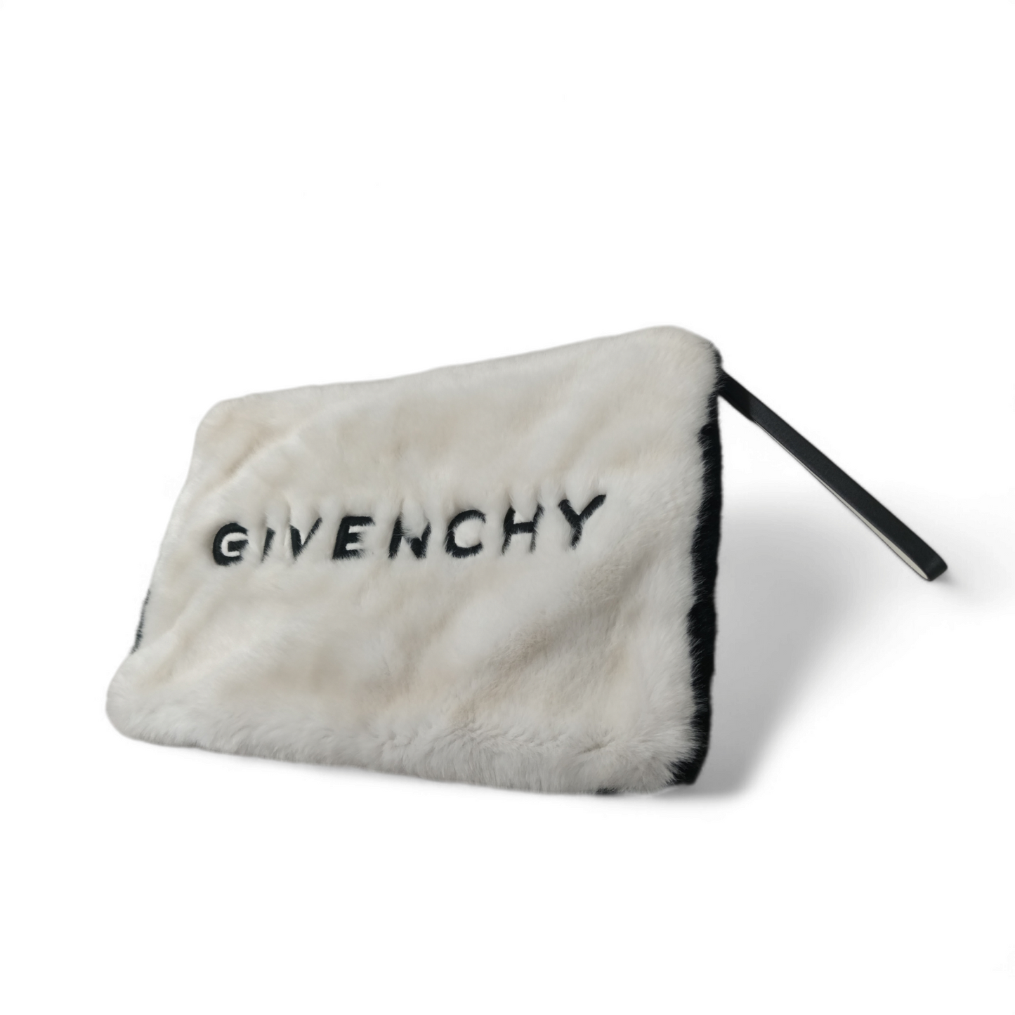 GIVENCHY ECO Fur Clutch Bag *Stain* KU A0178 Black/White Rank B