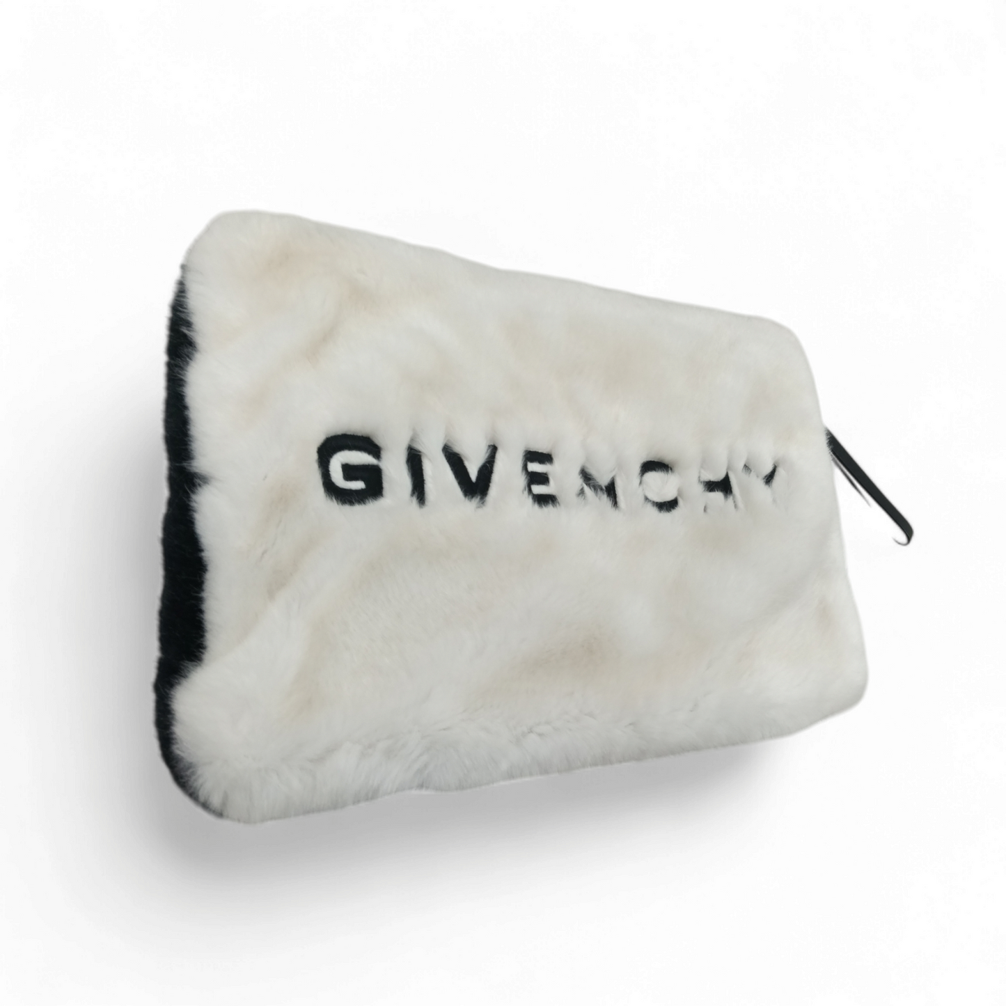 GIVENCHY ECO Fur Clutch Bag *Stain* KU A0178 Black/White Rank B