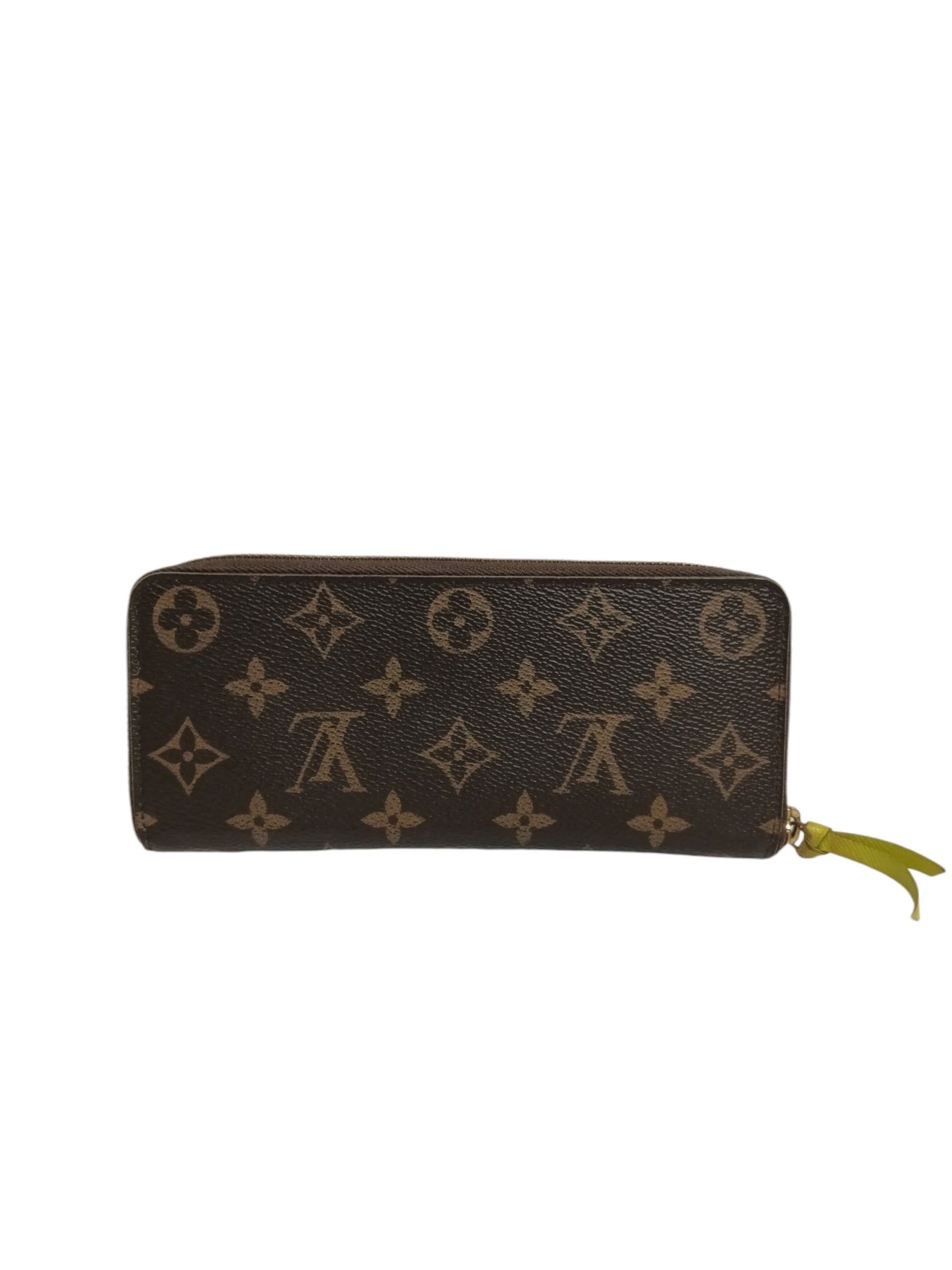 LOUIS VUITTON LONG WALLET MONOGRAM BROWN/GREEN ZIP DAMAGE CA1156 M61796