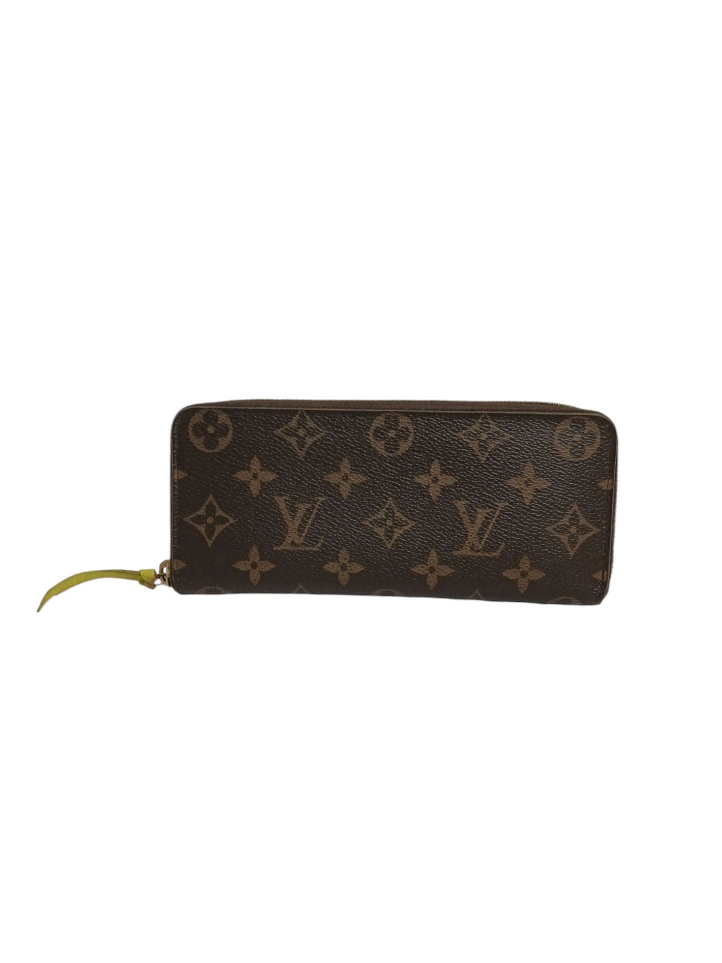 LOUIS VUITTON LONG WALLET MONOGRAM BROWN/GREEN ZIP DAMAGE CA1156 M61796