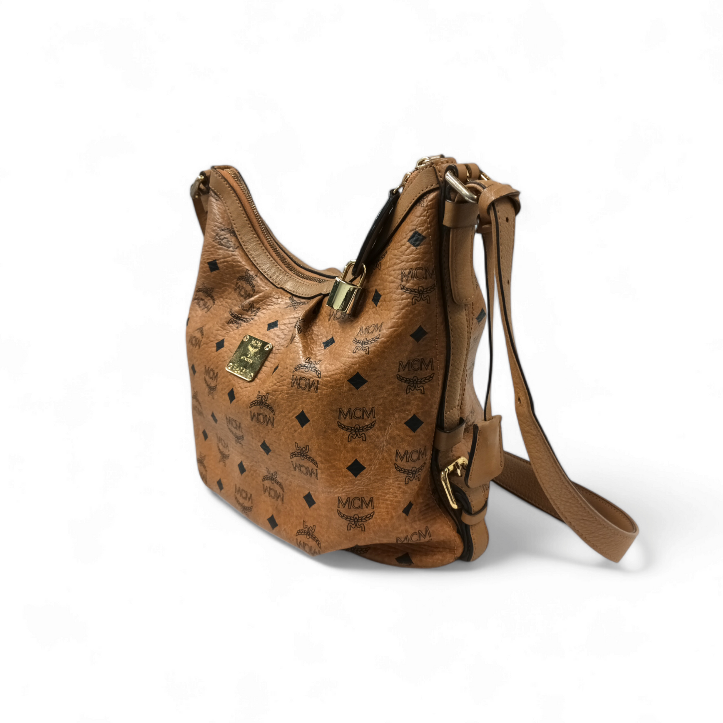 MCM Shoulder Bag MWH9AVI17C0001 Brown Stain Rank B