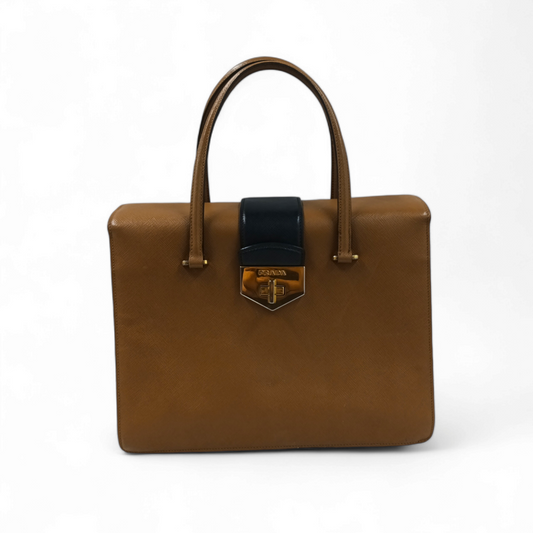 PRADA Handbag Saffiano B2425C Brown Rank B