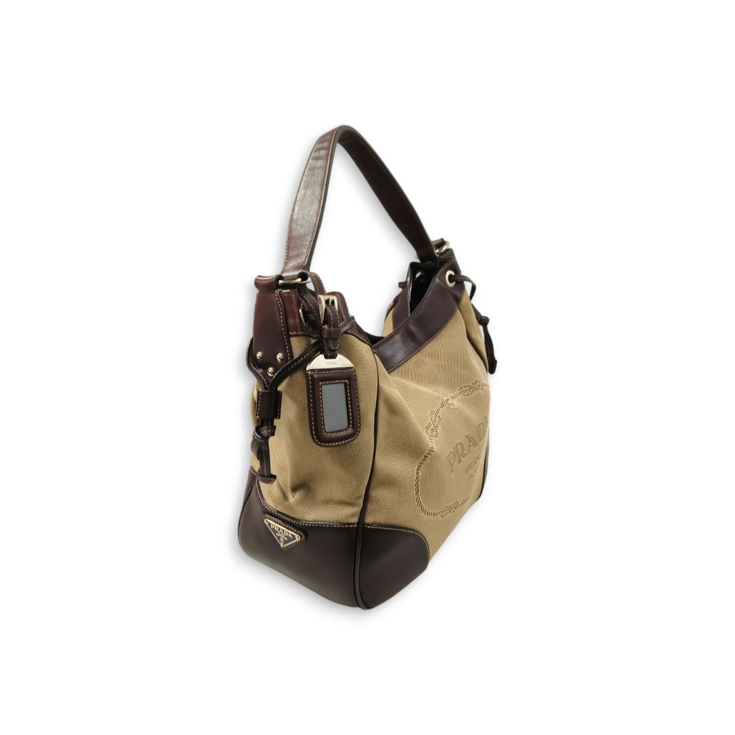 PRADA Handbag Canapa canvus Beige 165 Rank B