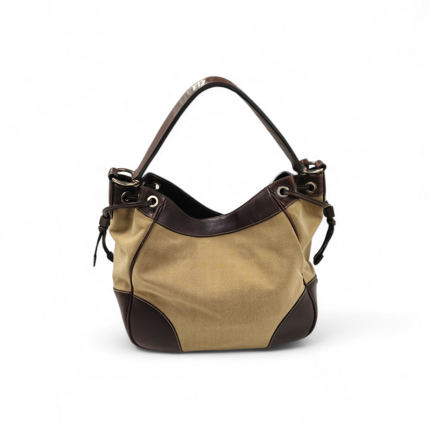 PRADA Handbag Canapa canvus Beige 165 Rank B