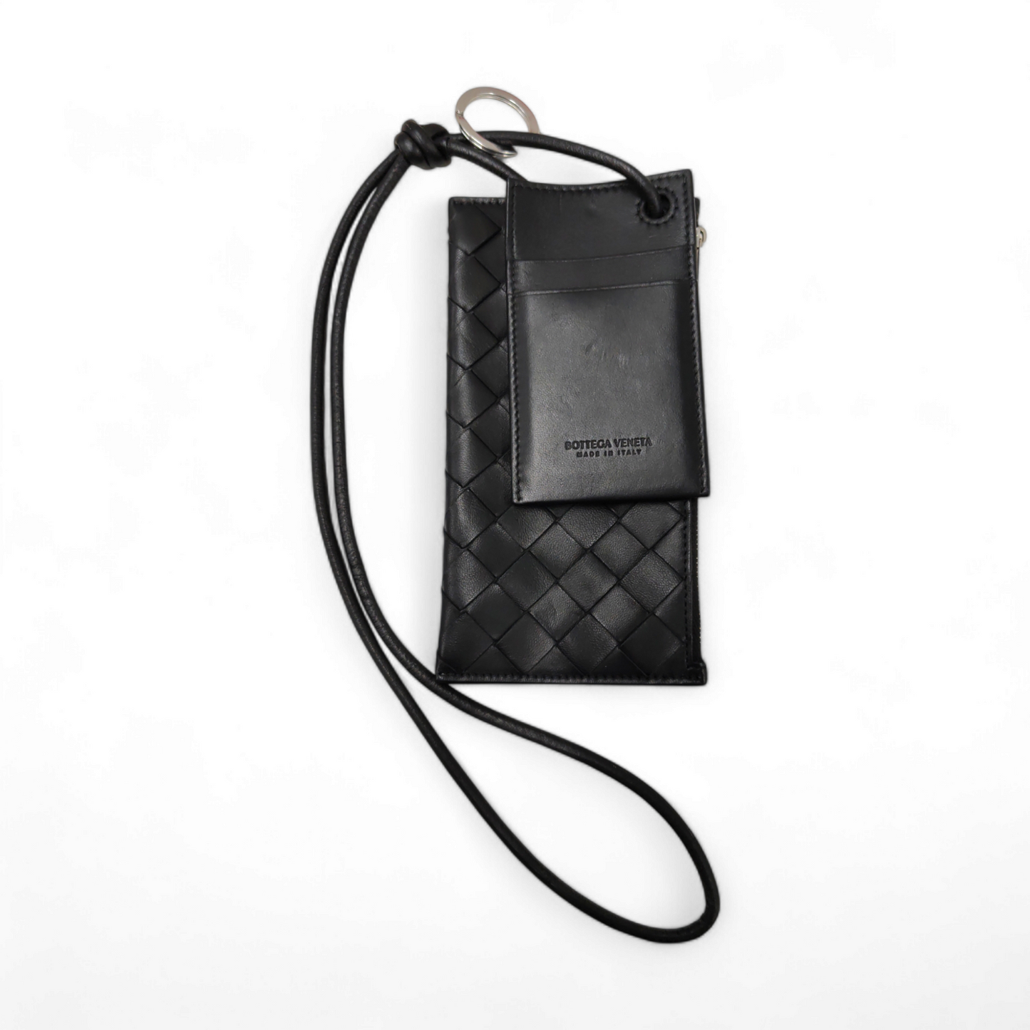 BOTTEGA VENETA Shoulder Pouch 619196 Black S02201341G with card case Rank B