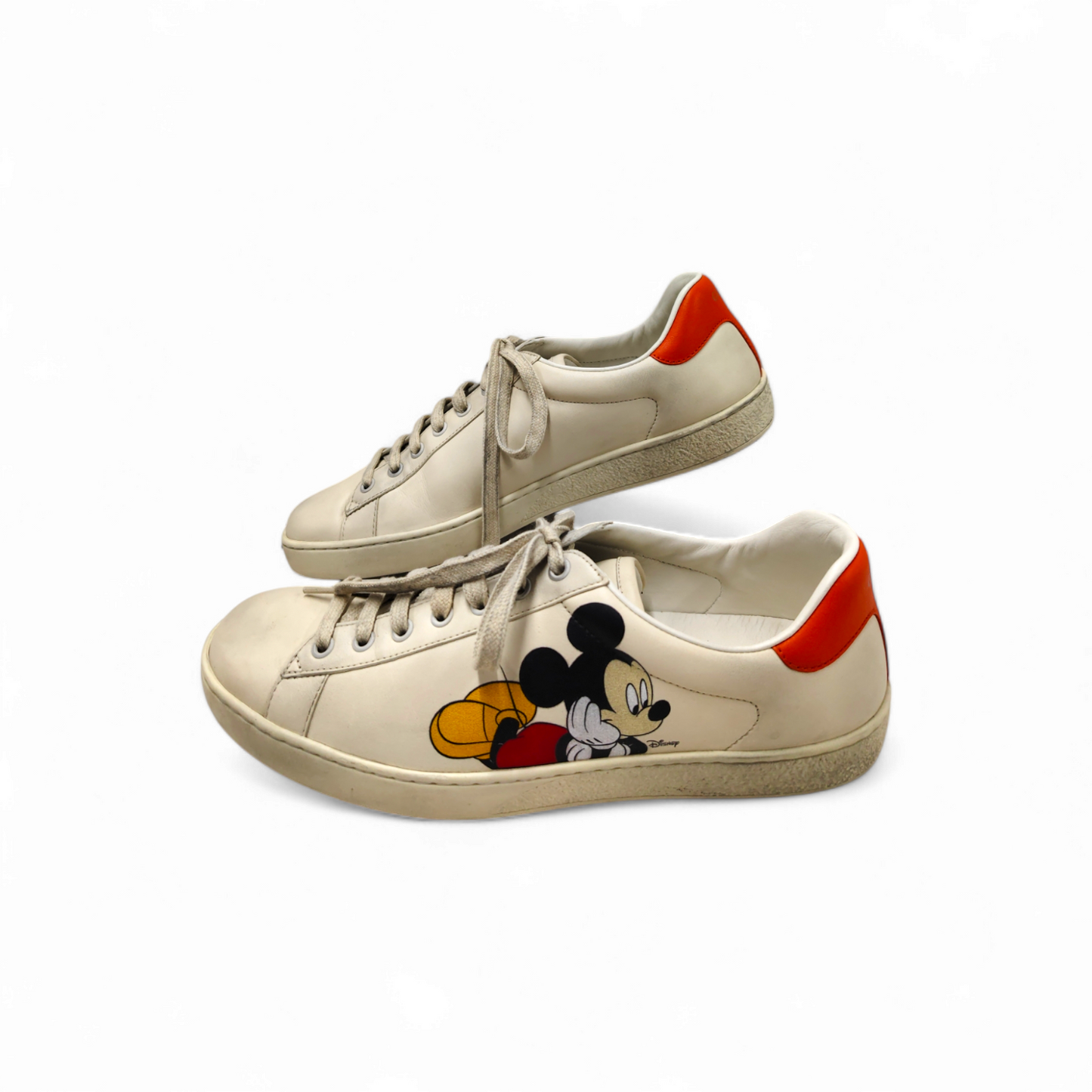 GUCCI Sneaker Size 8 US Mens Beige *Stain* MICKEY MOUSE Rank B