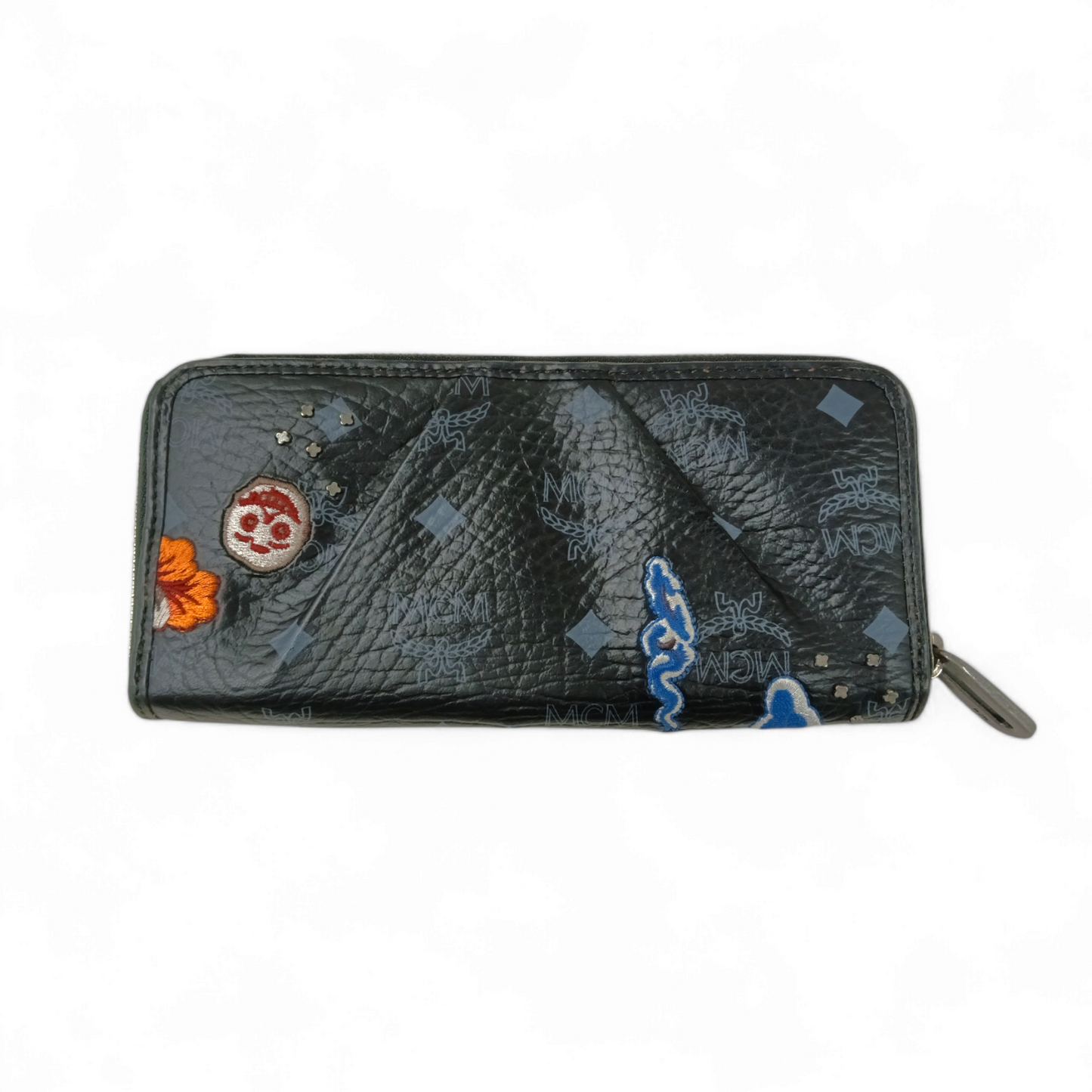 MCM Long Wallet *Stain* Black Rank C