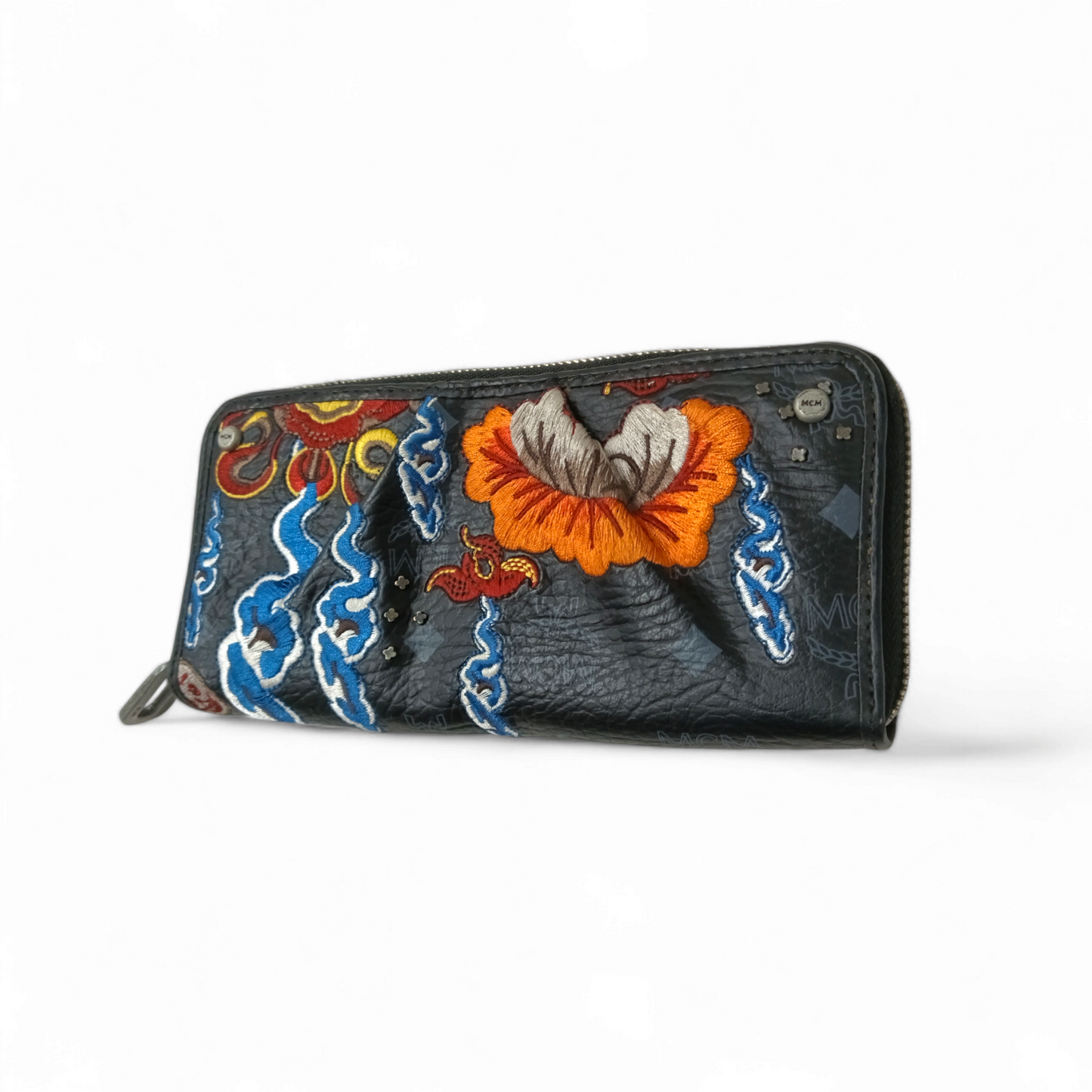 MCM Long Wallet *Stain* Black Rank C