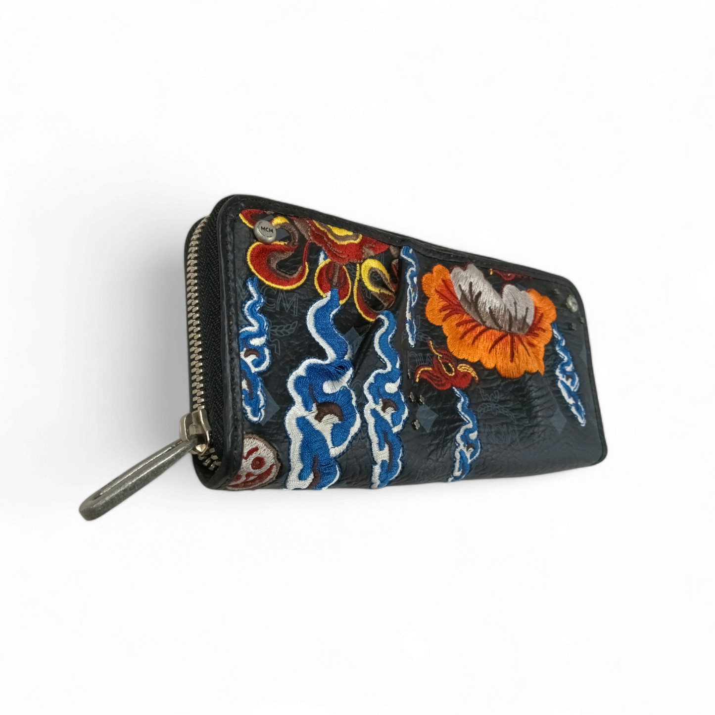 MCM Long Wallet *Stain* Black Rank C