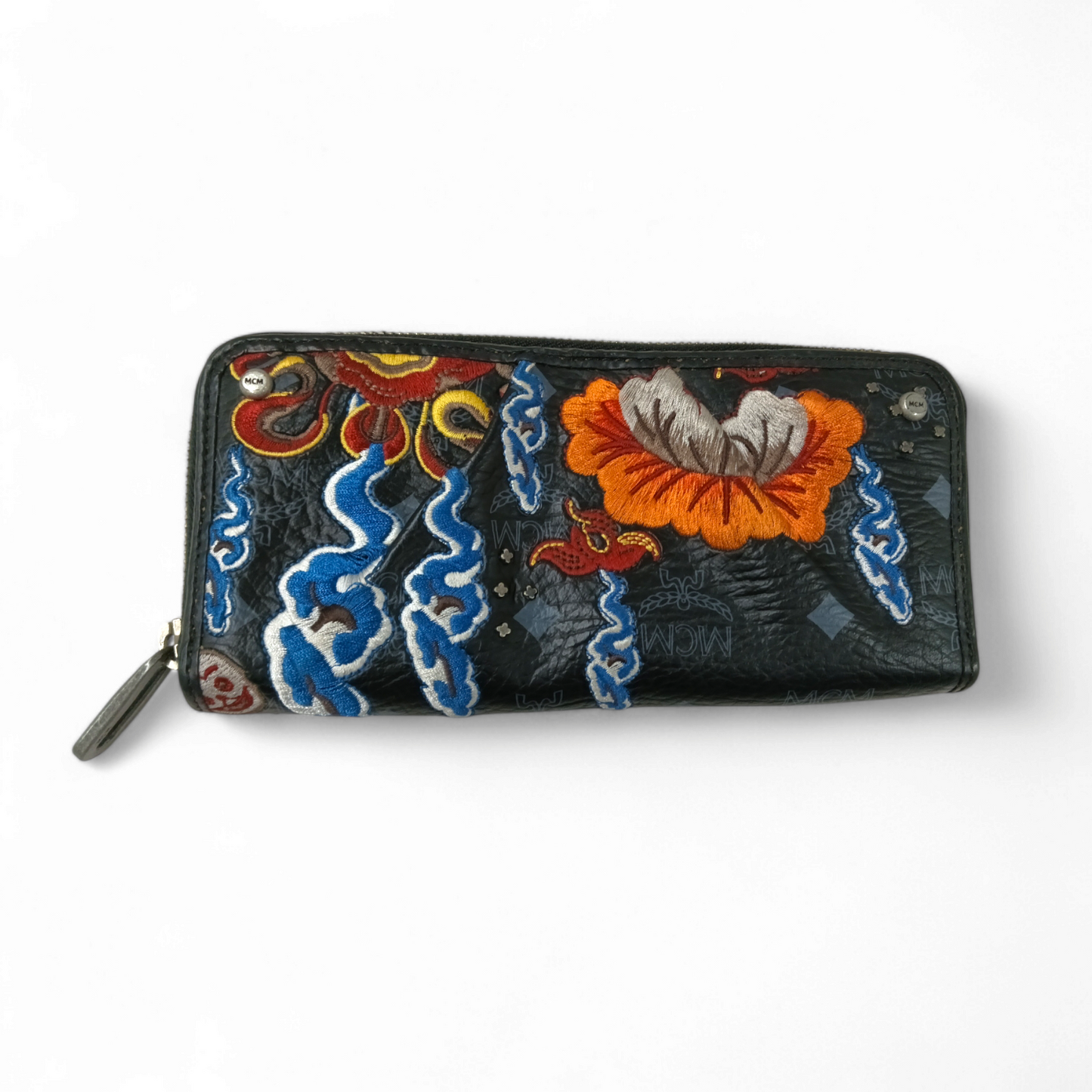 MCM Long Wallet *Stain* Black Rank C