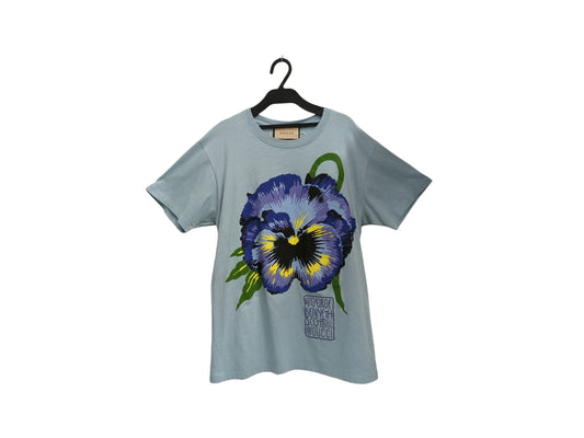 GUCCI T-SHIRT SIZE XS LADY'S SKY BLUE 615044XJDBT