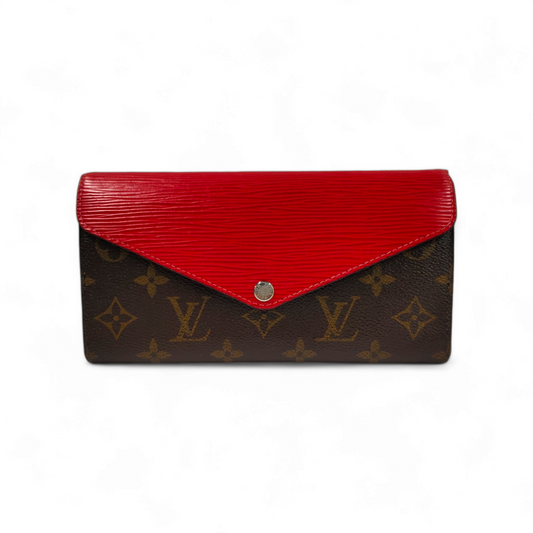 LOUIS VUITTON Long Wallet M60727 Brown/Red CA1105 *Scratch Rank BC