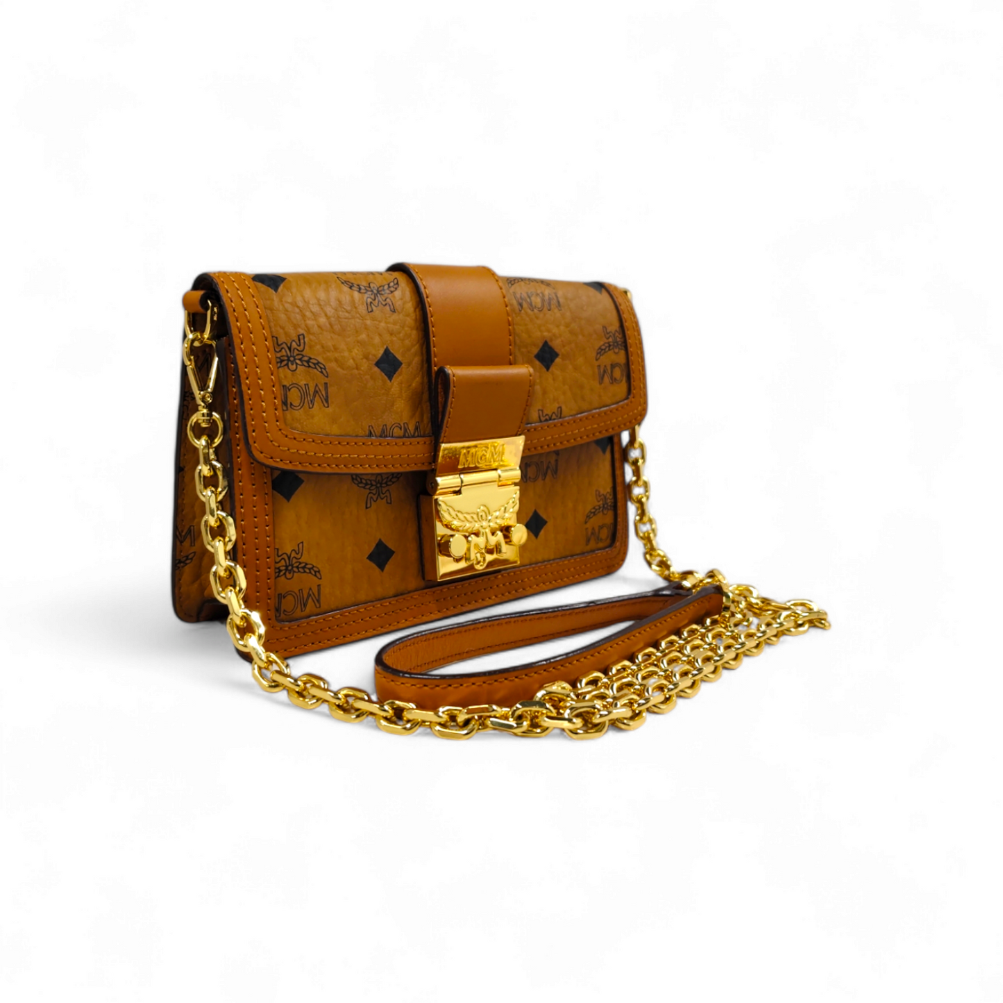 MCM Shoulder Bag MWRBAW005C0001 Brown Visetos Rank A