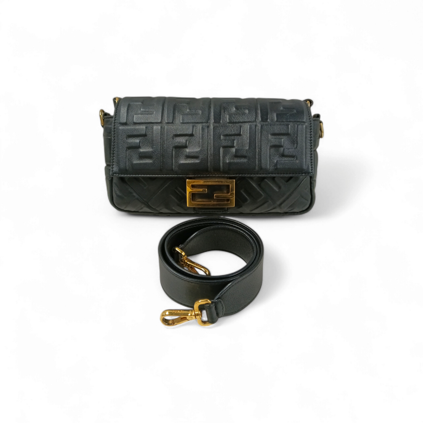 FENDI Shoulder Bag Baguette Black 8BR600 Rank B