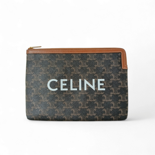 CELINE Clutch Bag 10D672BZQ 04LU Brown Rank A