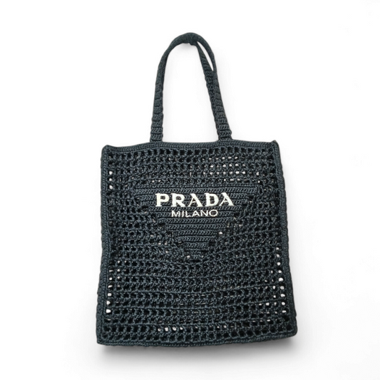 PRADA Tote Bag ITLTVDOWAZY8 *Stain* ISO 14443 BLACK/WHITE Rank B