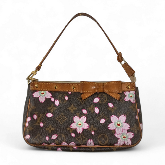 LOUIS VUITTON Takashi Murakami Cherry Blossom Handbag M92006 *Damage* Brown Rank C