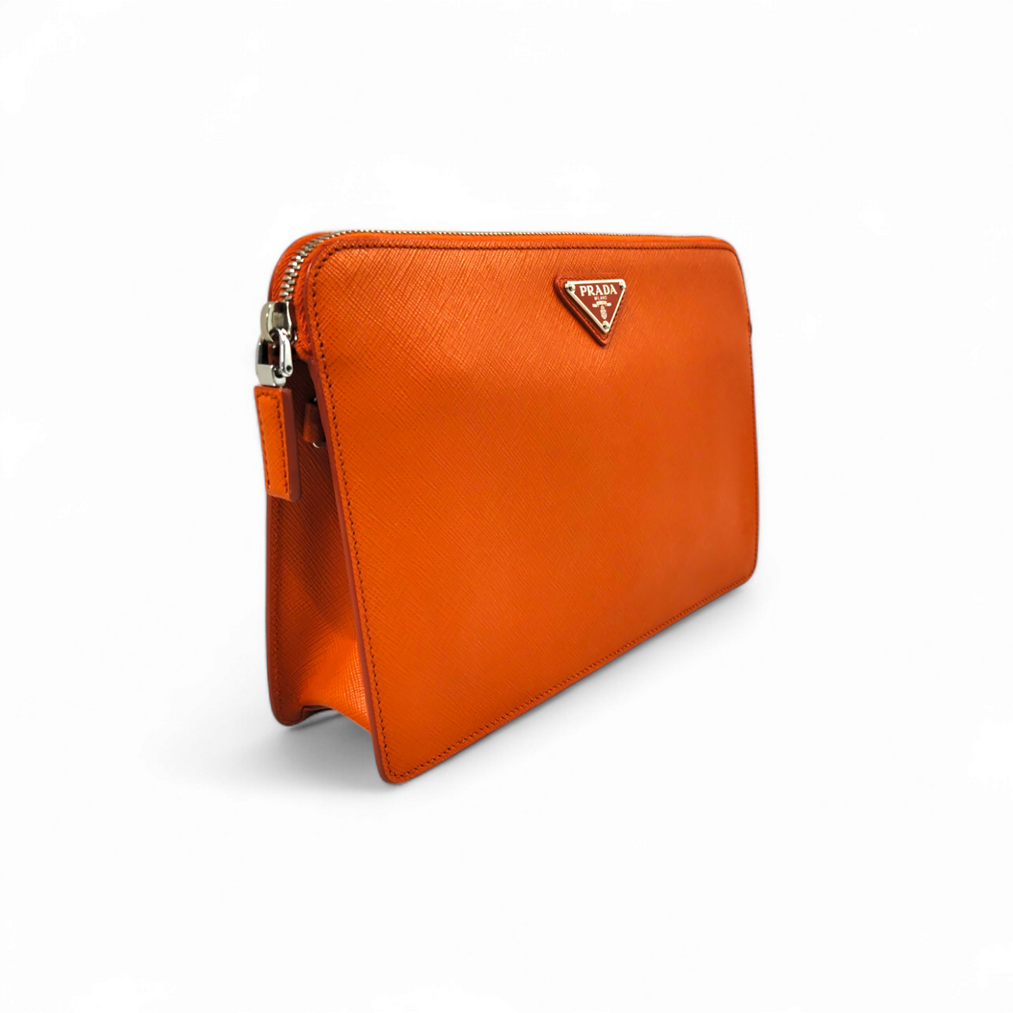 PRADA Clutch Bag Saffiano 2VF056 Orange Rank A