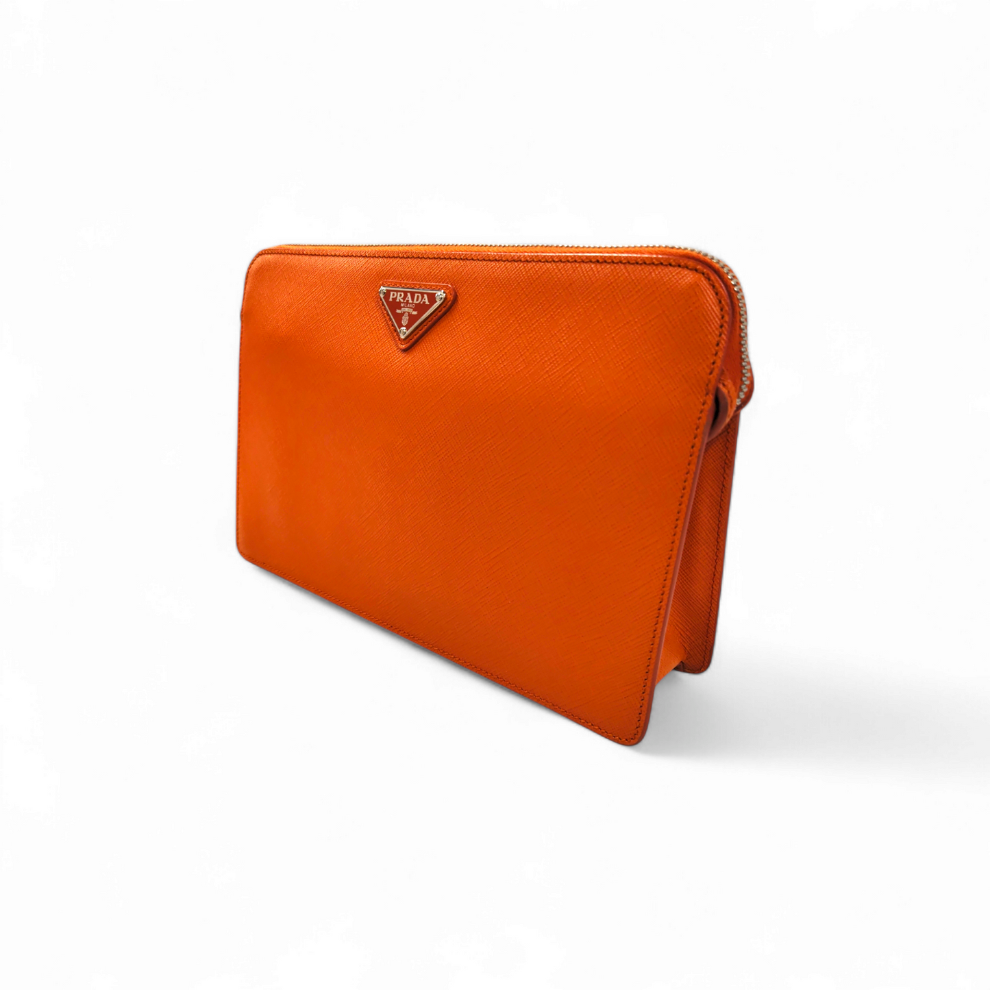 PRADA Clutch Bag Saffiano 2VF056 Orange Rank A