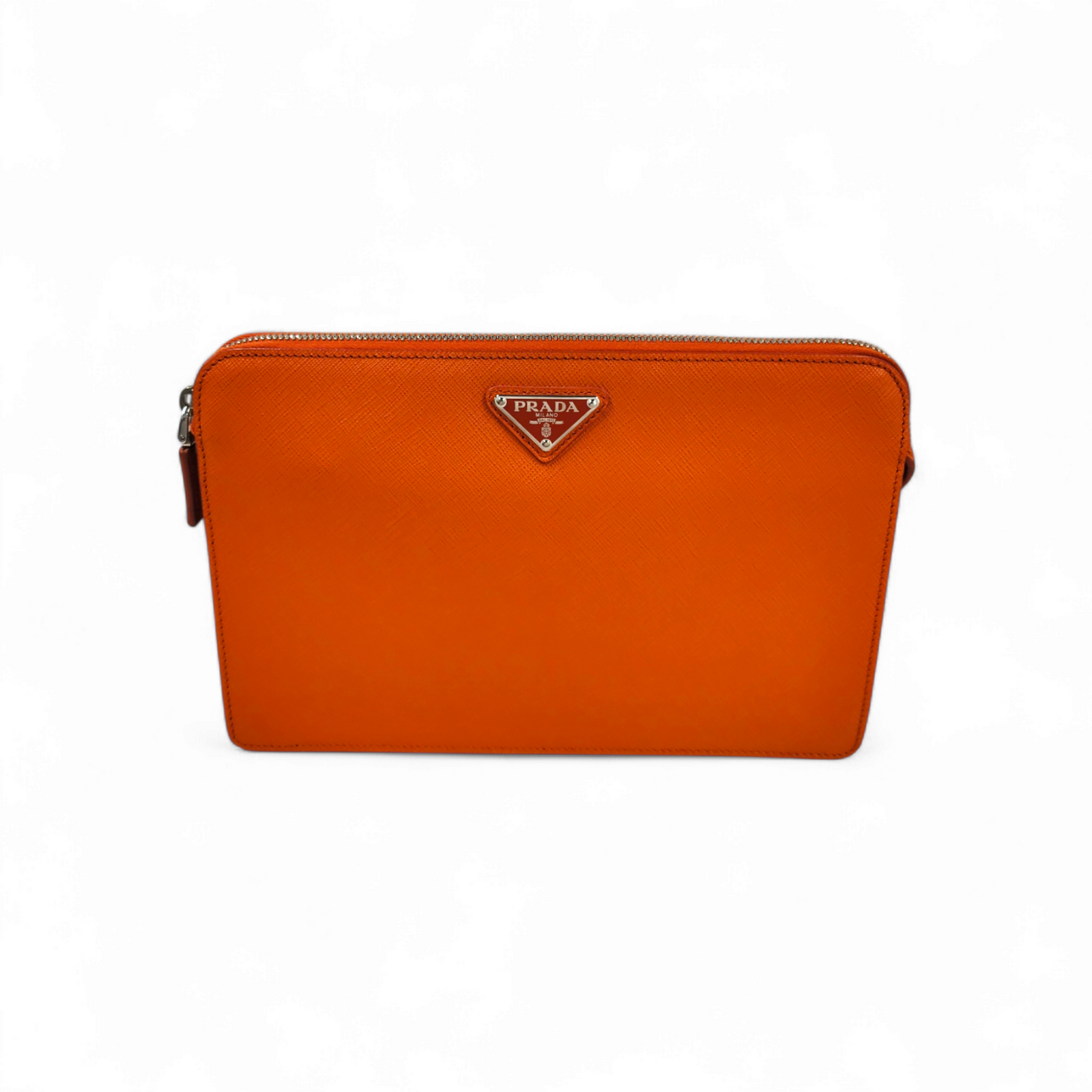 PRADA Clutch Bag Saffiano 2VF056 Orange Rank A