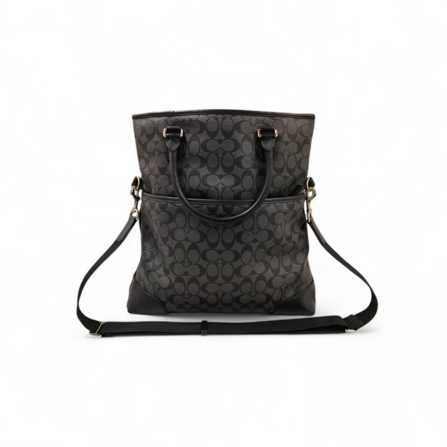 COACH 2WAY Bag Black And Gray *Stain NO TAG* Rank B