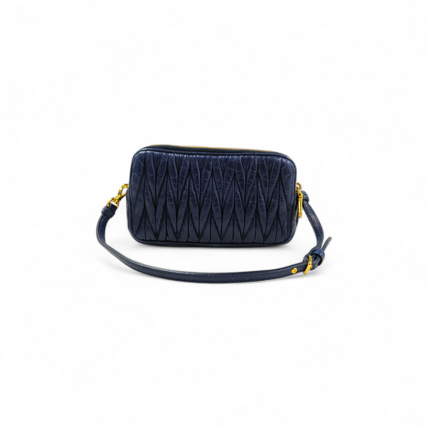 MIU MIU Mini Handbag Navy 197B LEATHER Rank B