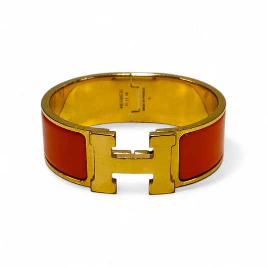 HERMES Bracelet CLIC H *scratch* Orange Rank C