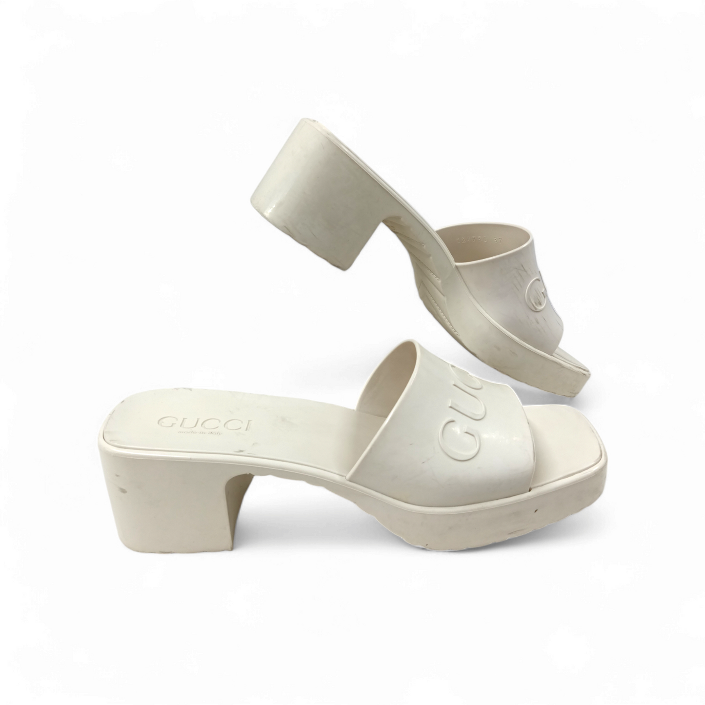 GUCCI Pumps SIZE 37 Lady's White 624730 *Stain* Rank B