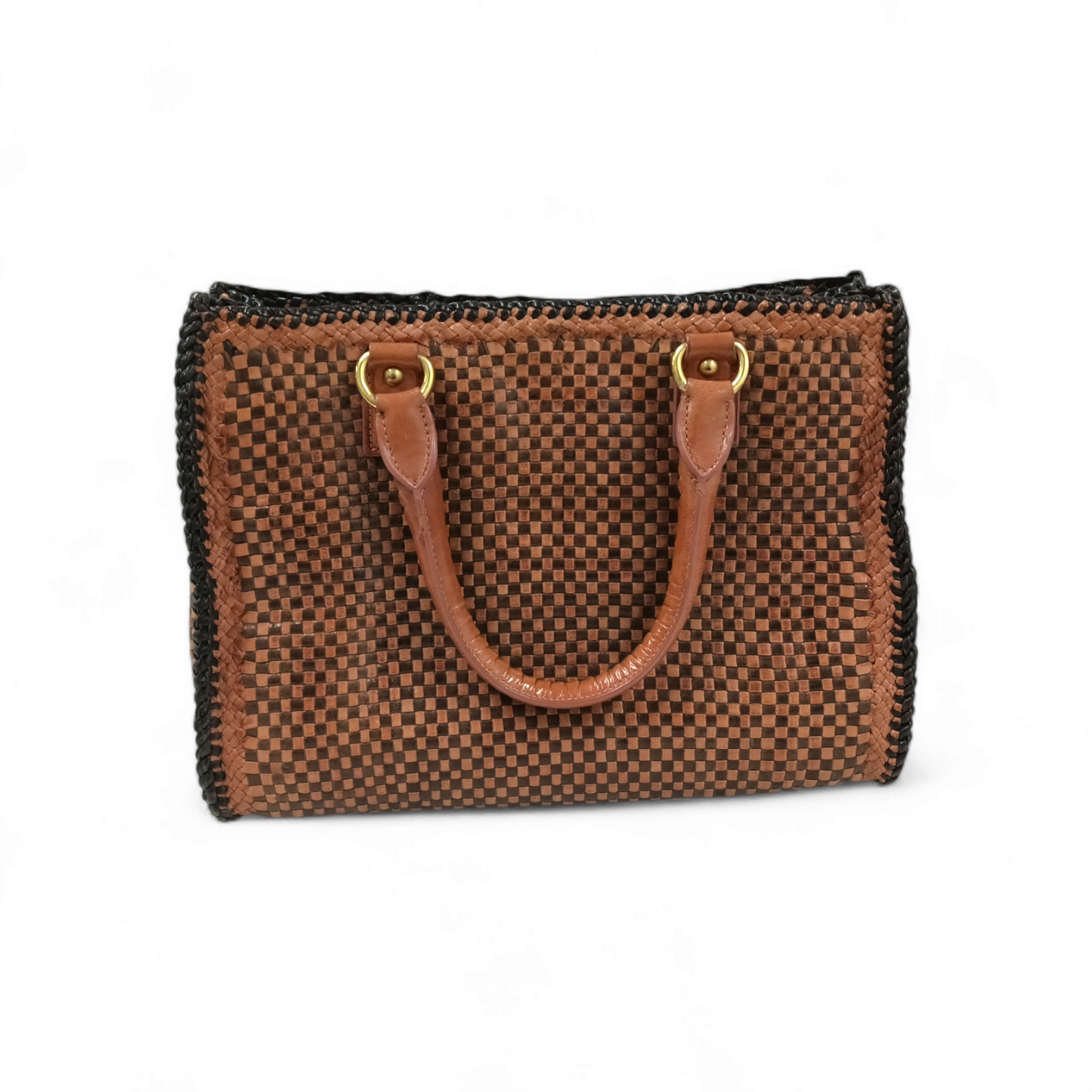 PRADA 2WAY Bag MADRAS BN2114 Brown 204 2012 *Stain* Rank B