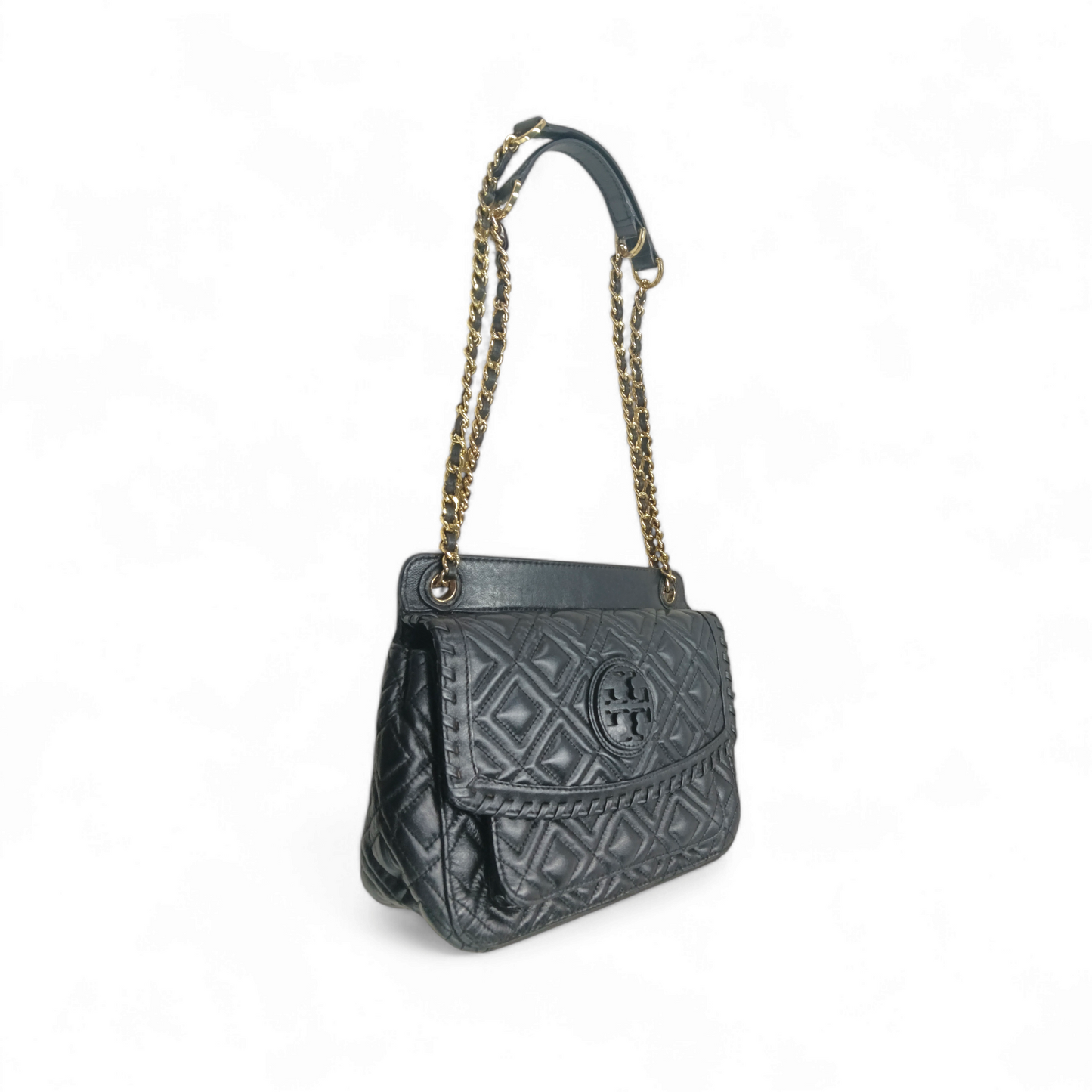 TORY BURCH Shoulder Bag *Damage MARION DIAMOND Black Rank B