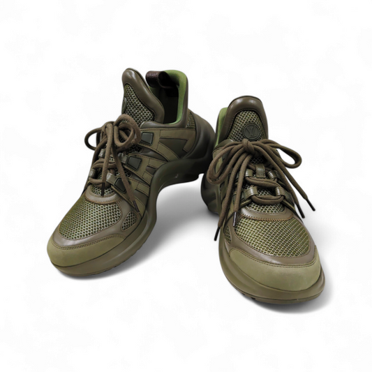 LOUIS VUITTON Sneaker Size 40 G0 0220 Lady's Olive Rank B