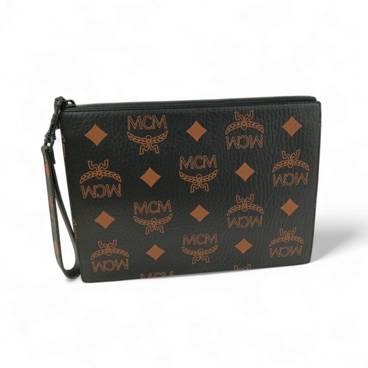 MCM Clutch Bag MXZDATA01BK001 Black Rank A