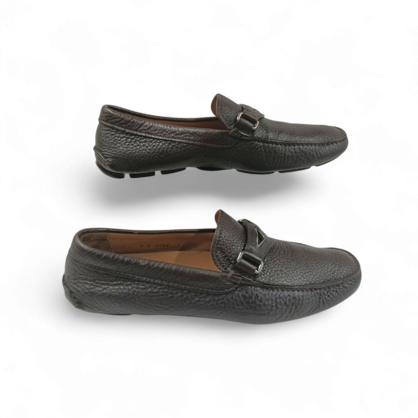 PRADA Driving Shoes Size 7 Mens Brown 2766 Rank B