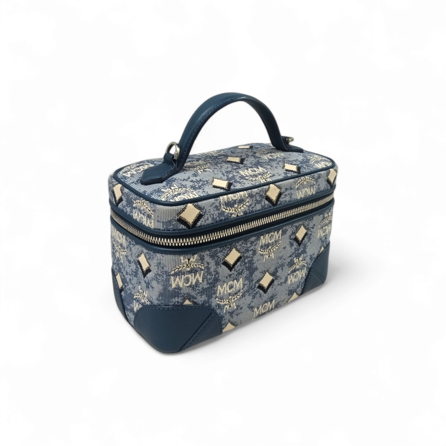 MCM 2WAY Bag BATQ01LU001 Navy With Strap Lady's Rank A