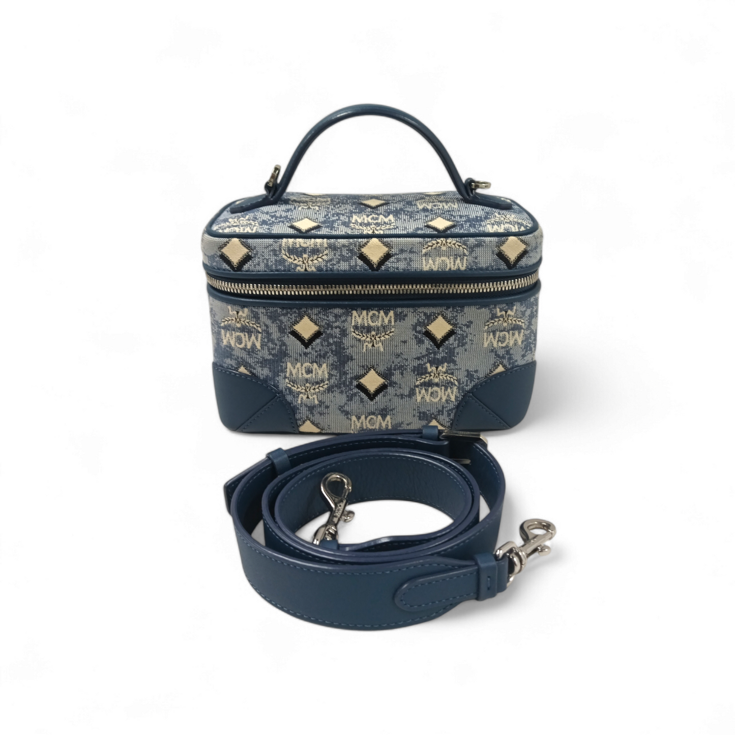 MCM 2WAY Bag BATQ01LU001 Navy With Strap Lady's Rank A