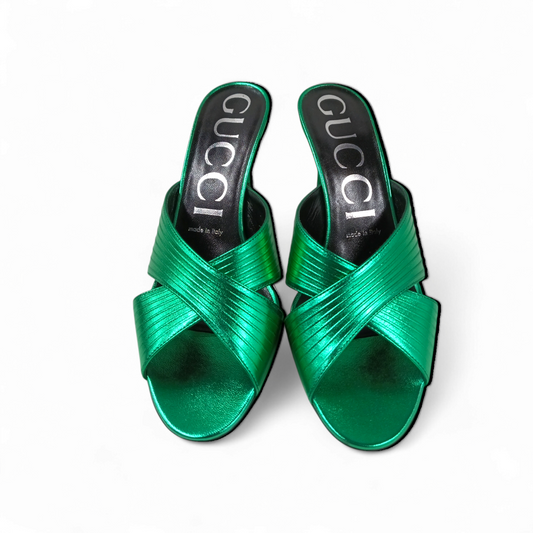 GUCCI Sandal Size 37 1/2 Lady's Green Rank A