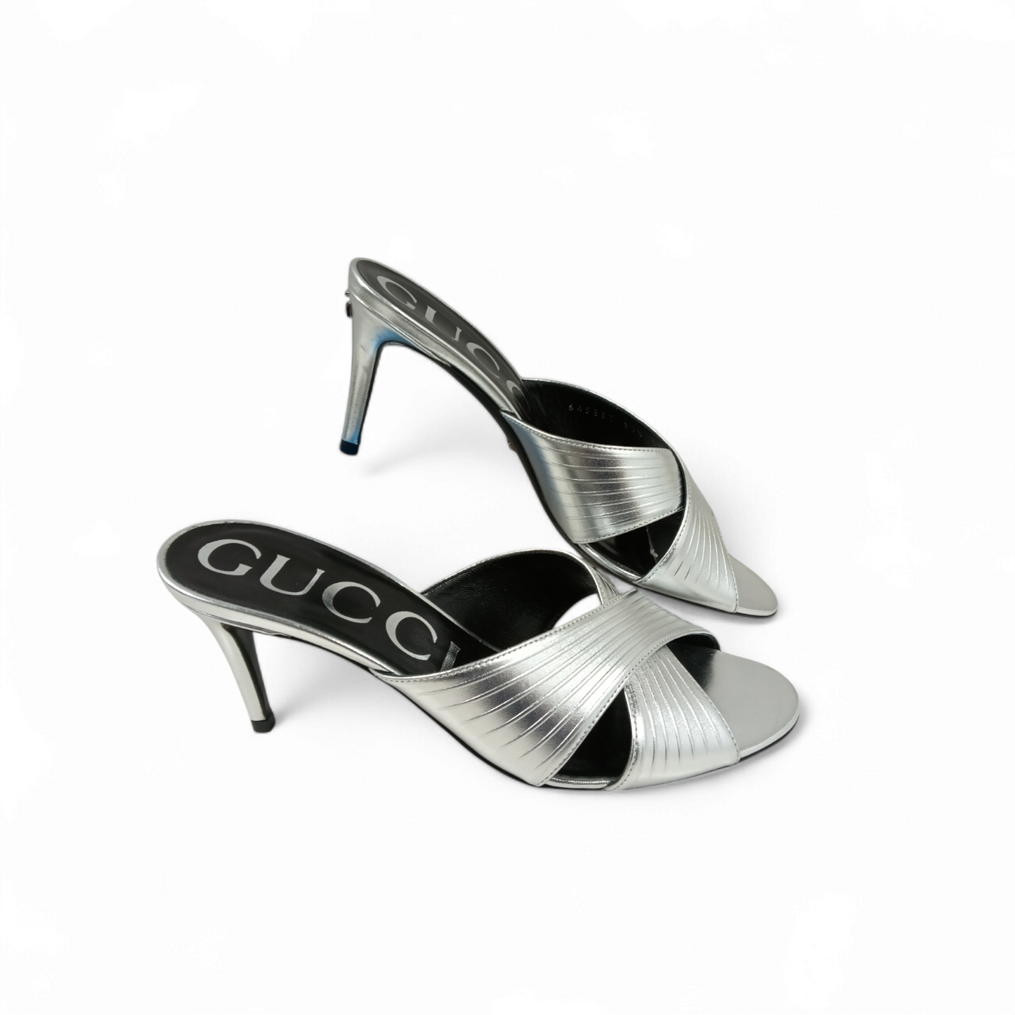 GUCCI Sandal Size 37 1/2 Lady's Silver 645387 Rank A